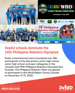 DepEd schools dominate the 19th Philippine Robotics Olympiad