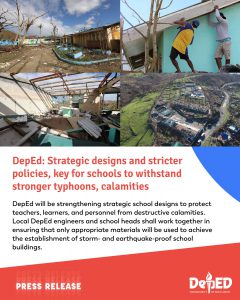 DepEd: Strategic designs and stricter policies, key for schools to withstand stronger typhoons, calamities