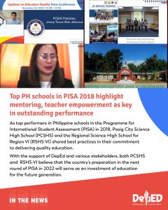 Top PH schools in PISA 2018 highlight mentoring, teacher empowerment as key in outstanding performance