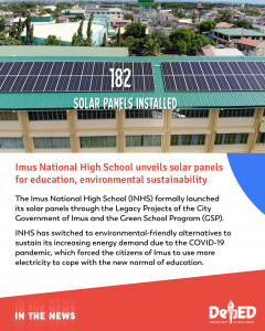 Imus National High School unveils solar panels for education, environmental sustainability