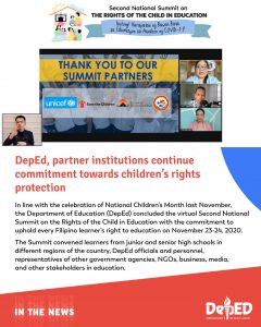 DepEd, partner institutions continue commitment towards children’s rights protection