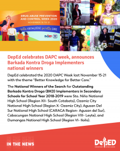 DepEd celebrates DAPC week, announces Barkada Kontra Droga Implementers national winners