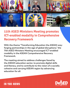 11th ASED Ministers Meeting promotes ICT-enabled modality in Comprehensive Recovery Framework