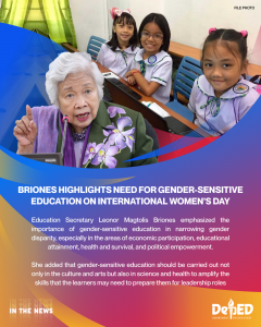 Briones highlights need for gender sensitive education on International Women’s Day