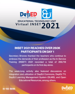 INSET 2021 reaches over 260k participants on Day 1