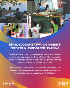 DepEd SDO Capiz rewards parents’ efforts in home-based learning