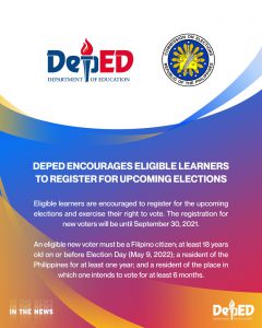 DepEd encourages eligible learners to register for upcoming elections