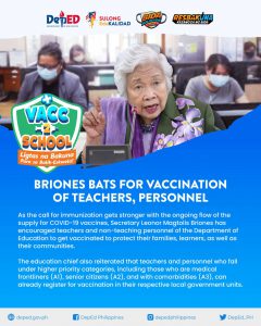 Briones bats for vaccination of teachers, personnel