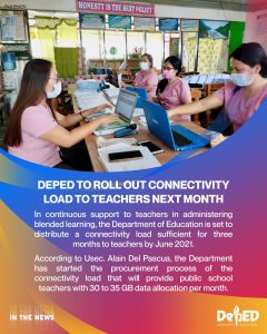 DepEd to roll out connectivity load to teachers next month