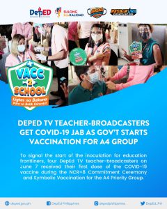 DepEd TV teacher-broadcasters get COVID-19 jab as gov’t starts vaccination for A4 group