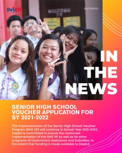 Senior High School Voucher Application for SY 2021-2022