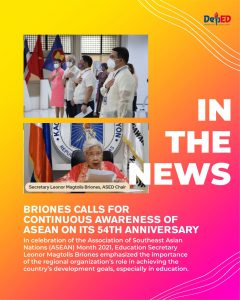 Briones calls for continuous awareness of ASEAN on its 54th anniversary