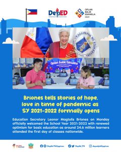 Briones tells stories of hope, love in time of pandemic as SY 2021-2022 formally opens