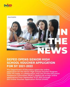 DepEd opens Senior High School Voucher Application for SY 2021-2022