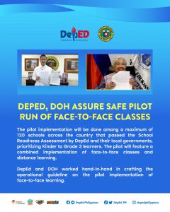 DEPED, DOH ASSURE SAFE PILOT RUN OF FACE-TO-FACE CLASSES