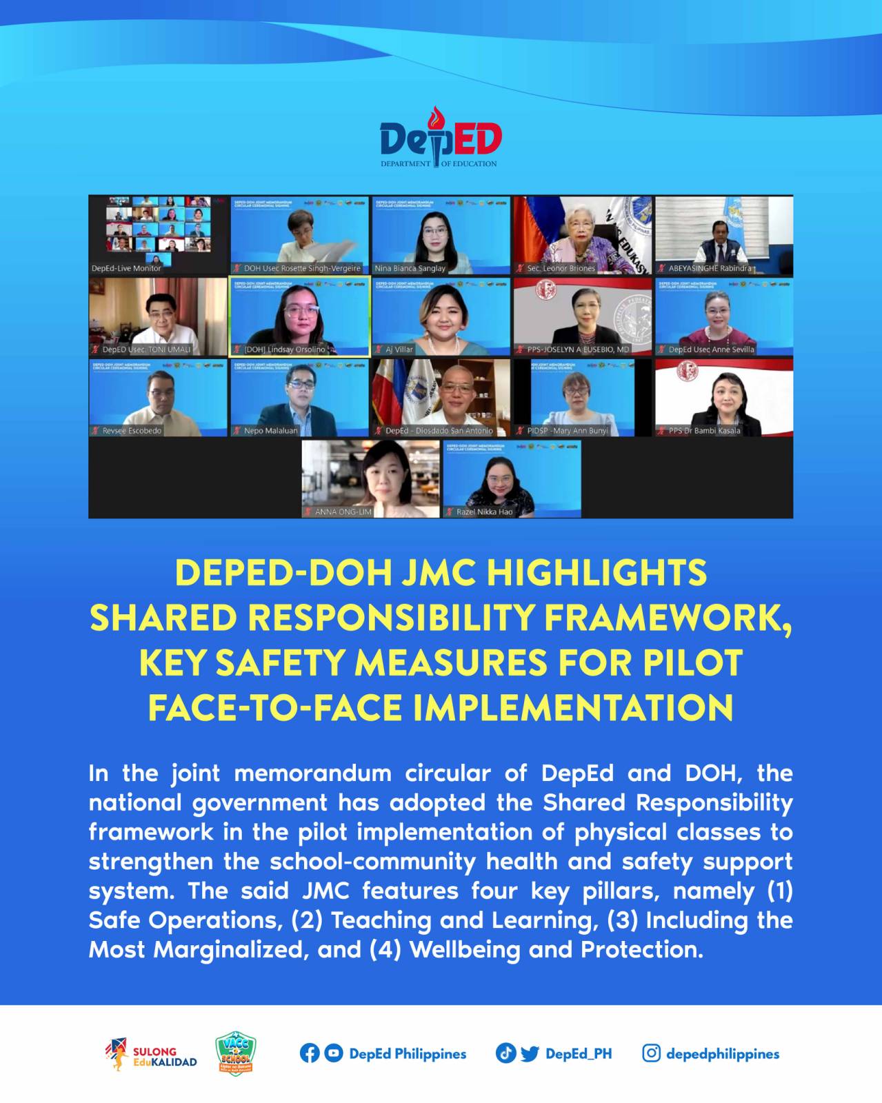 Deped Doh Jmc Highlights Shared Responsibility Framework Key Safety Measures For Pilot Face To 1437