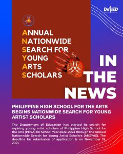 Philippine High School for the Arts begins nationwide search for young artist scholars