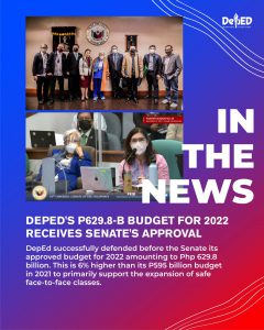 DepEd’s P629.8-B budget for 2022 receives Senate’s approval