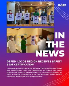 DepEd Ilocos Region receives Safety Seal Certification