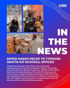 DepEd hands relief to Typhoon Odette-hit schools, offices