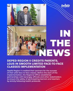 DepEd Region II credits parents, LGUs in smooth limited face-to-face classes implementation