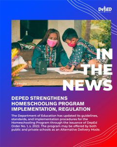 DepEd strengthens Homeschooling Program implementation, regulation