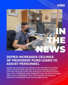 DepEd increases ceilings of provident fund loans to assist personnel