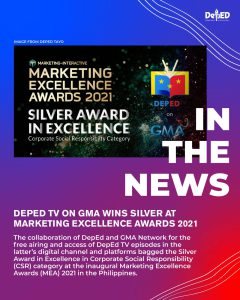 DepEd TV on GMA wins silver at Marketing Excellence Awards 2021