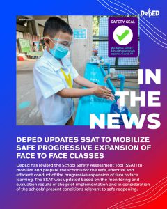 DepEd updates SSAT to mobilize safe progressive expansion of face-to-face classes