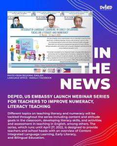 DepEd, US Embassy launch webinar series for teachers to improve numeracy, literacy teaching