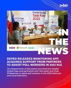 DepEd releases monitoring app, acquires support from partners to assist poll workers in 2022 NLE