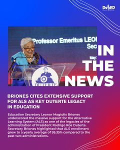 Briones cites extensive support for ALS as key Duterte legacy in education