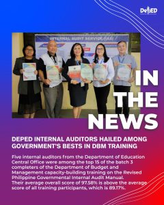 DepEd internal auditors hailed among government’s bests in DBM training